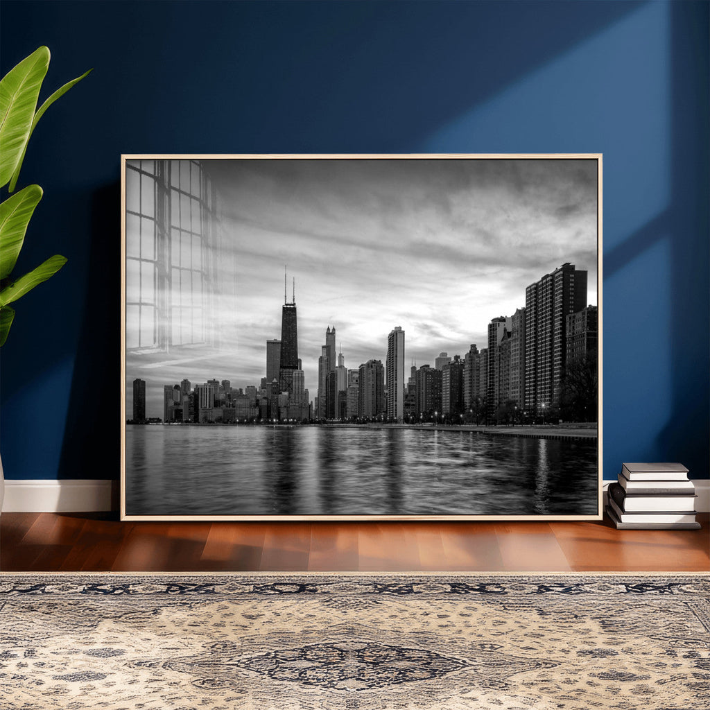 Chicago Wall Art Canvas Print, Chicago City Downtown Night Cityscape