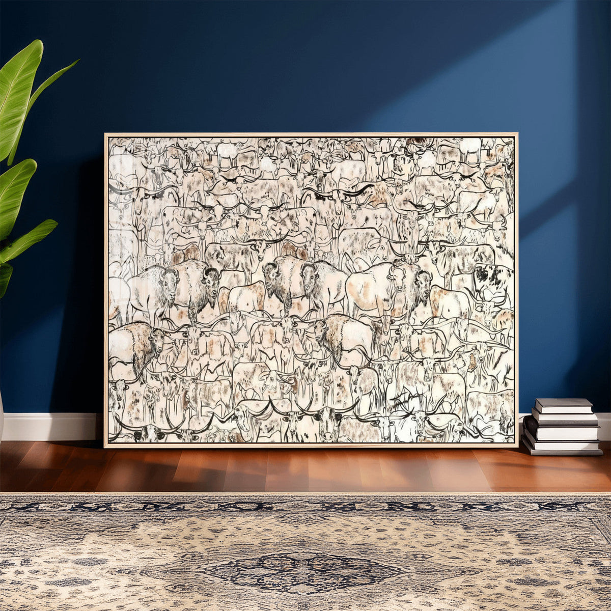 Abstract Bison Wall Art Canvas Print, Abstract Animal Art for Cabin Decor