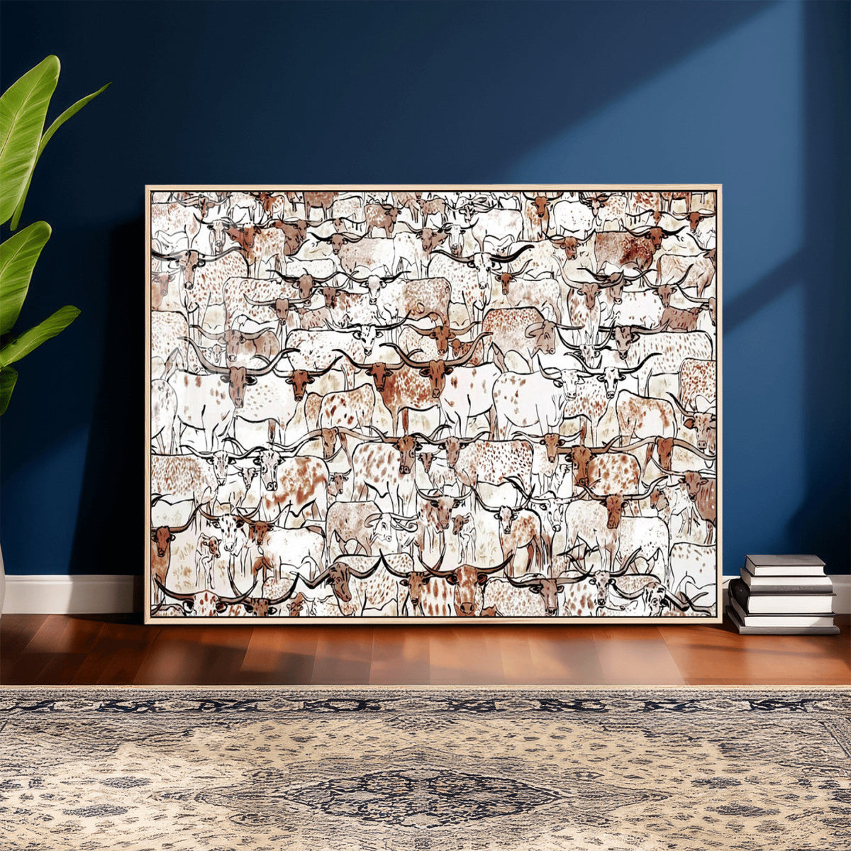 Abstract Longhorn Herd Wall Art Canvas Print