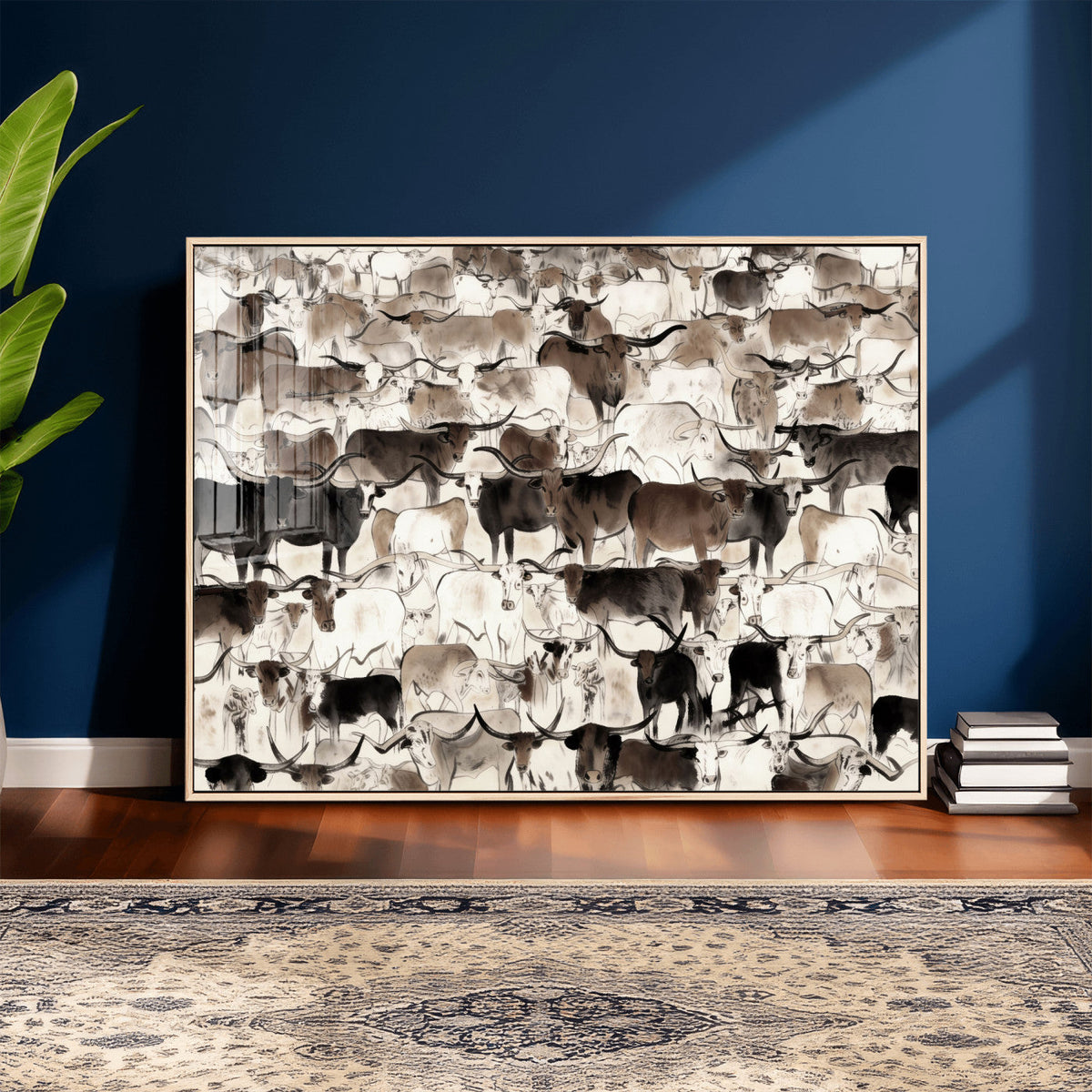 Abstract Texas Longhorn Print, Longhorn Herd Print
