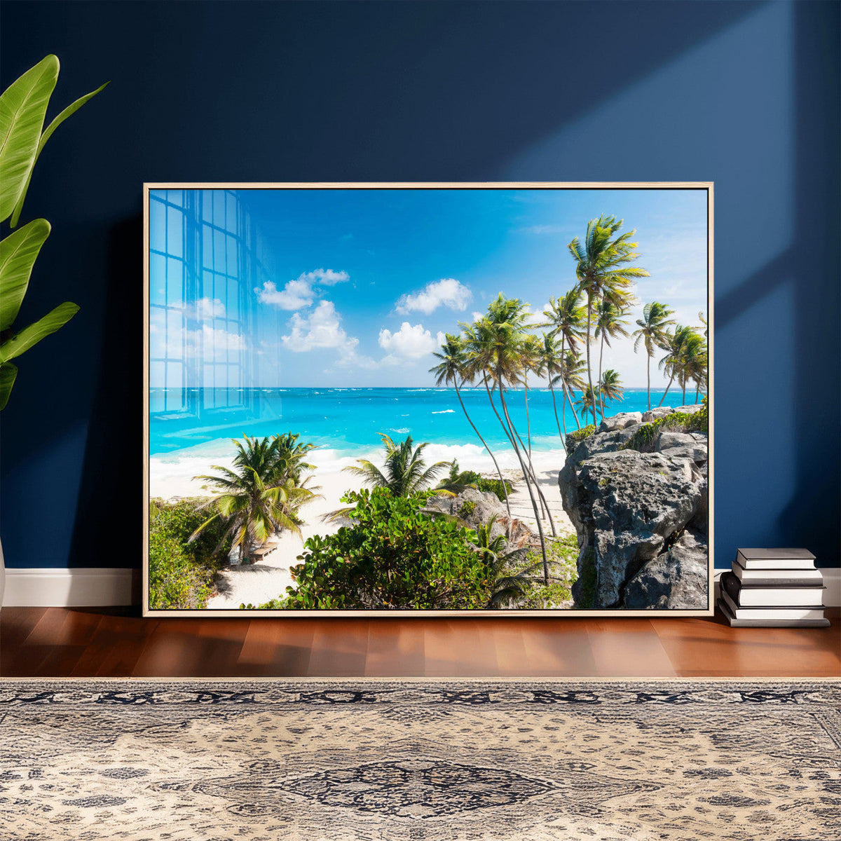 Tropical Beach Wall Art Canvas Print, Palm Tree Ocean Landscape Photography