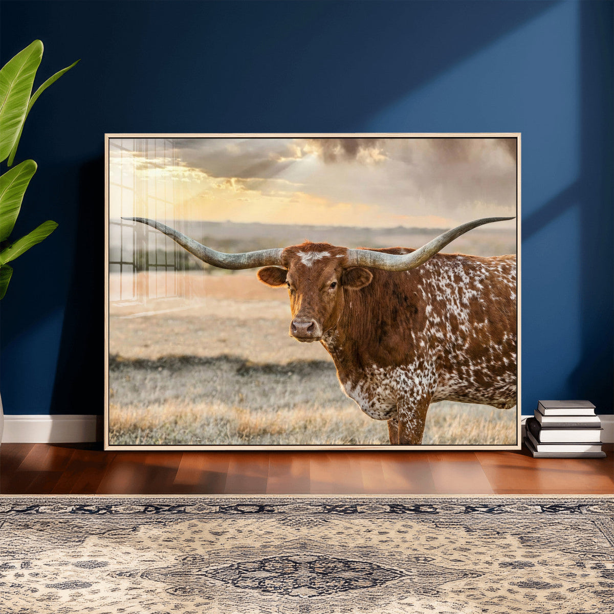 Texas Longhorn Wall Art Canvas Print, Western Ranch Bull Photography