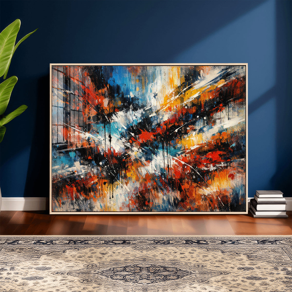 Lyrical Abstract Wall Art Canvas Print, Orange Blue Abstract