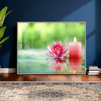 Zen Lotus Candle Canvas Wall Art, Pink Spa Meditation Decor