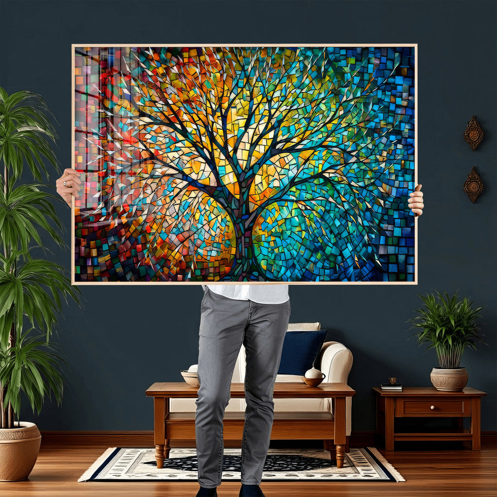 Yggdrasil Tree of Life Wall Art Print | Mosaic Style Canvas Wall Art
