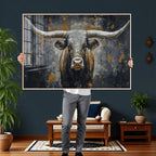 Rustic Bull Wall Art Canvas Print, Longhorn Wall Decor