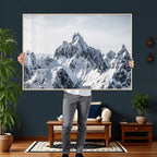 Snowy Mountain Range Canvas Print, Alpine Peaks Landscape Wall Art