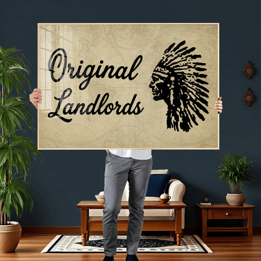 Original Landlords Wall Art Canvas Print, Native American Silhouette Artwork