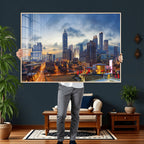 Atlanta Skyline Wall Art Canvas Print, Atlanta Downtown Night Cityscape