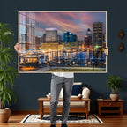 Baltimore Skyline Wall Art Canvas Print, Baltimore Downtown Night Cityscape