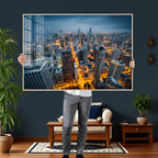 Chicago Wall Art Canvas Print - Chicago City Downtown Night Cityscape