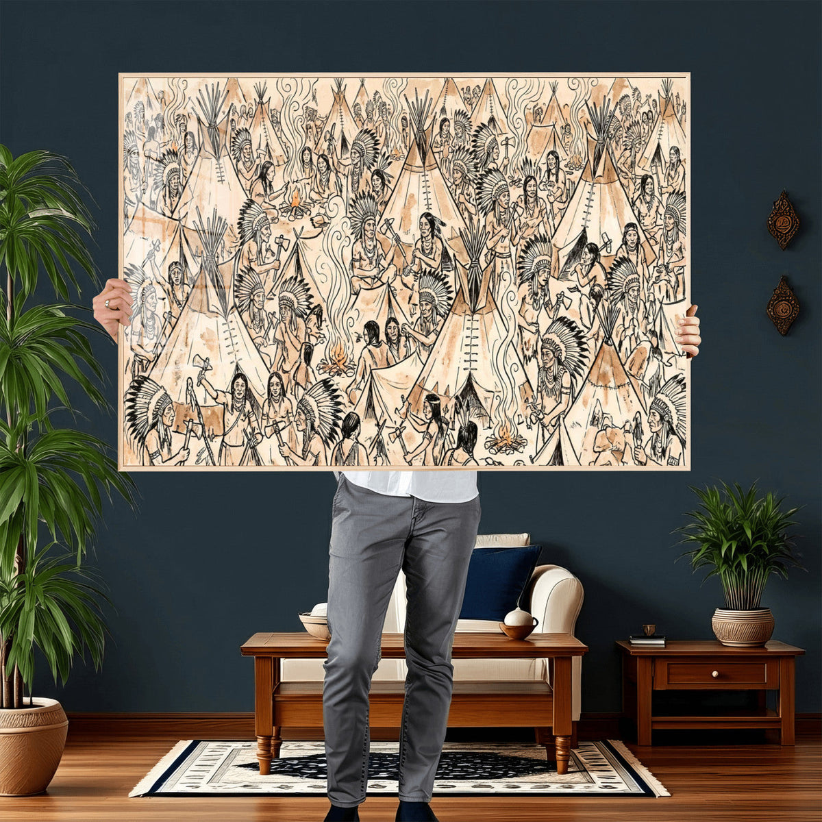 Native American Indian Wall Art Canvas Print