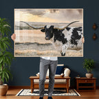 Texas Longhorn Bull Rustic Wall Art Canvas Print