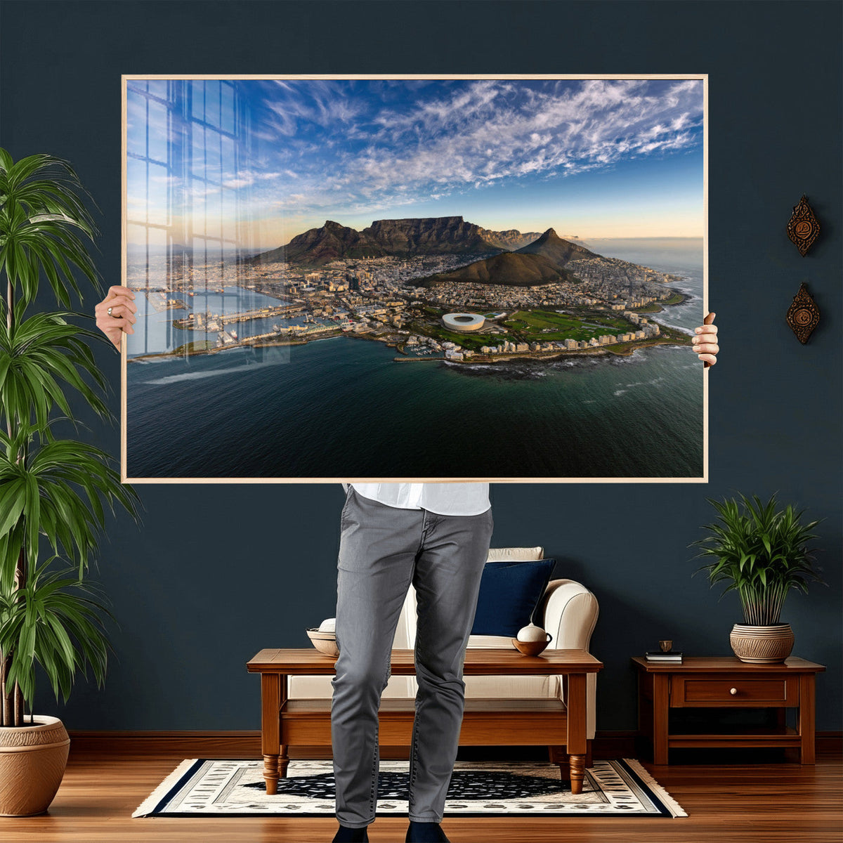 Cape Town Wall Art Canvas Print | Table Mountain Coastal Skyline Panorama