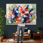 Geometric Abstract Wall Art Canvas Print, Orange Blue