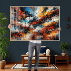 Lyrical Abstract Wall Art Canvas Print, Orange Blue Abstract
