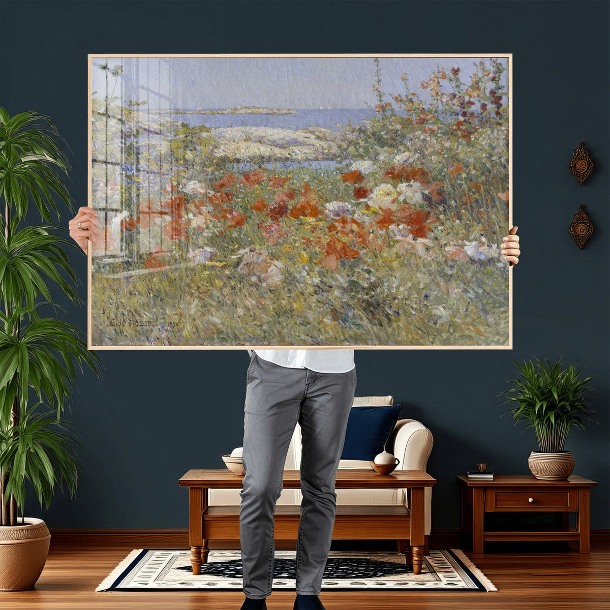 Childe Hassam Celia Thaxter Garden Canvas | 1890 American Impressionist Print