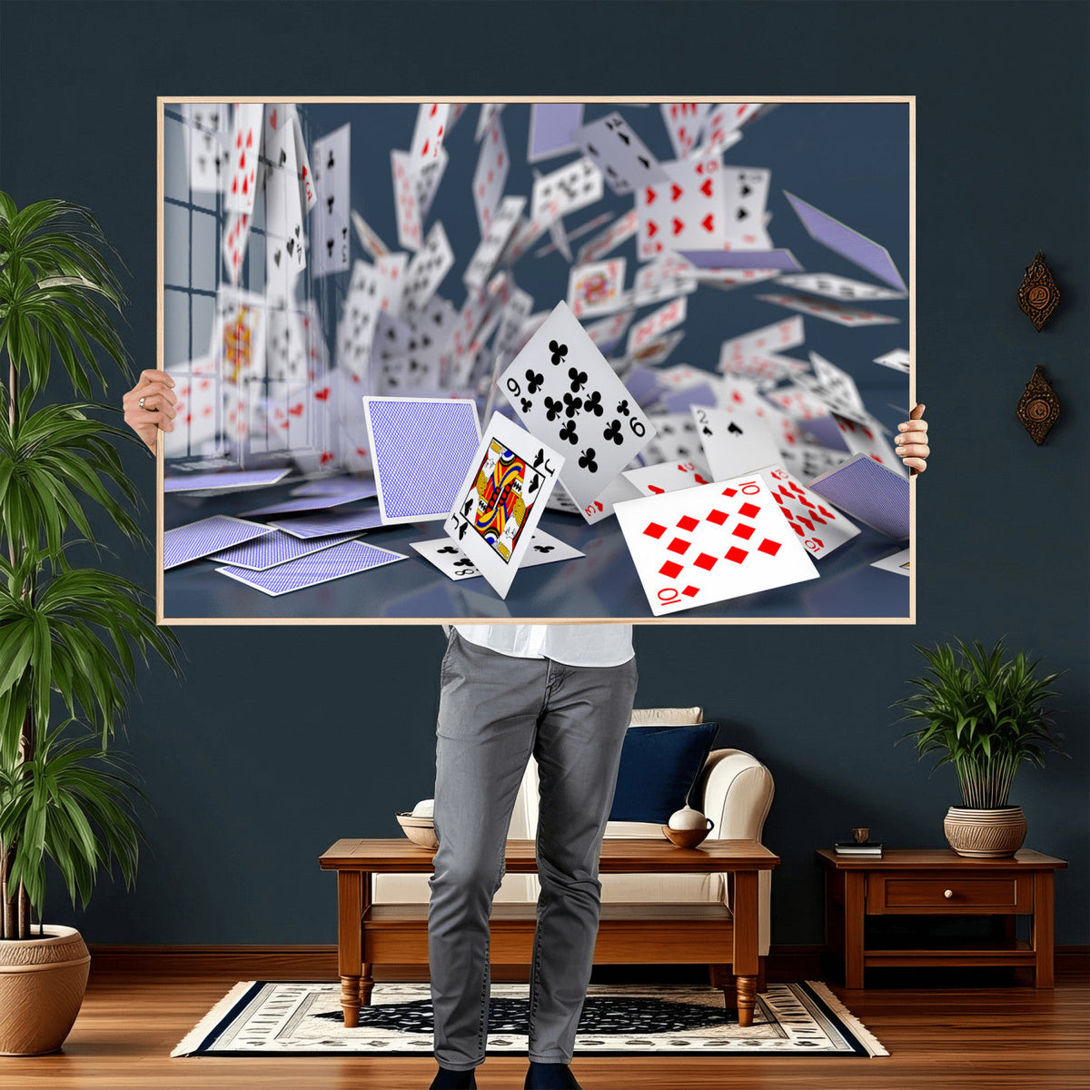 Playing Cards Canvas Wall Art | Casino Game Room Decor