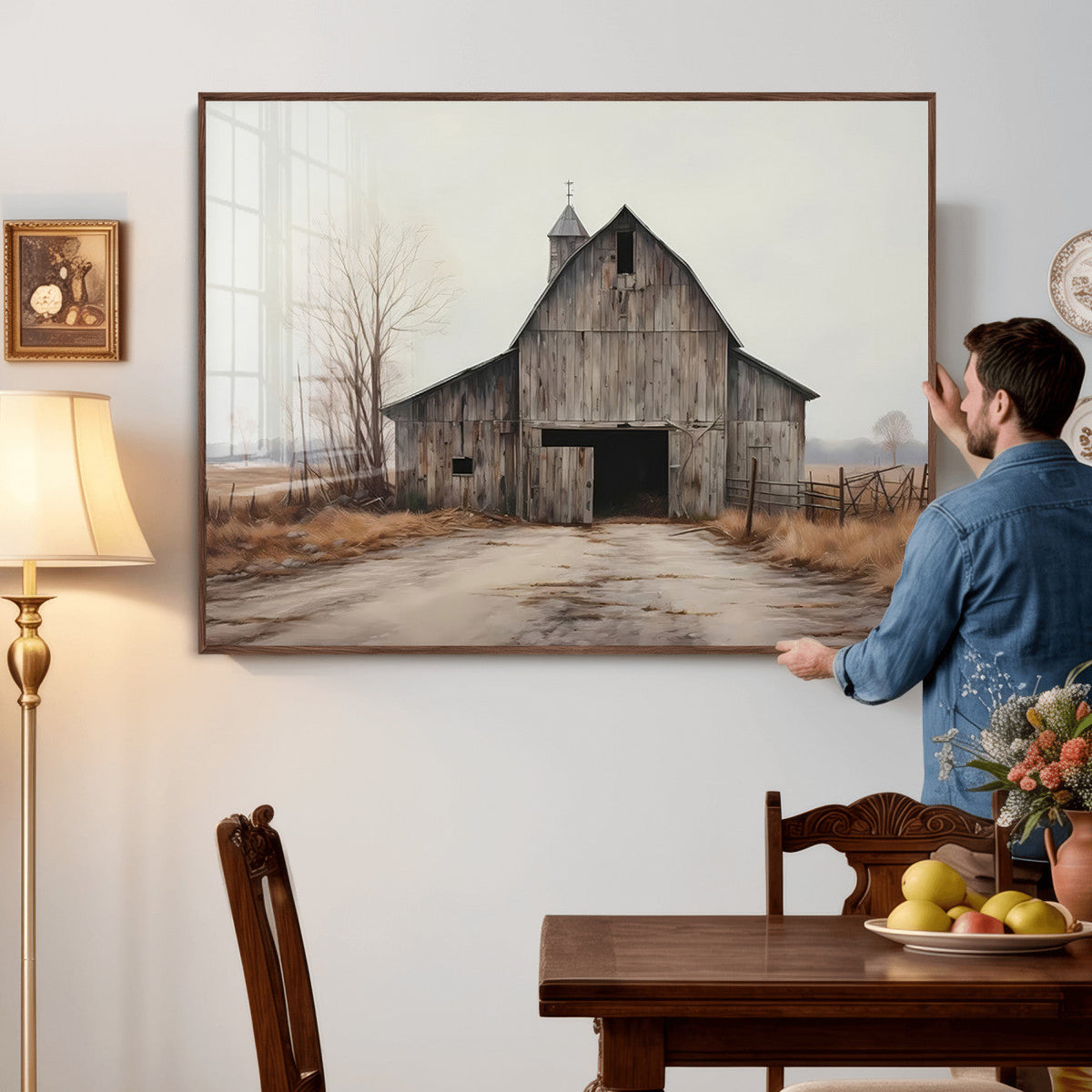 Farmhouse Rustic Barn Wall Art Canvas Print, Framed and Ready to Hang