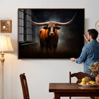 Abstract Texas Longhorn Wall Art Print | 3-Panel Large Texas Longhorn Canvas