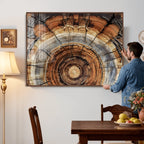 Tree Rings Wall Art Canvas Print, Rustic Wood Grain