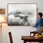 Foggy Forest Wall Art Canvas Print, Misty Pine Tree Landscape