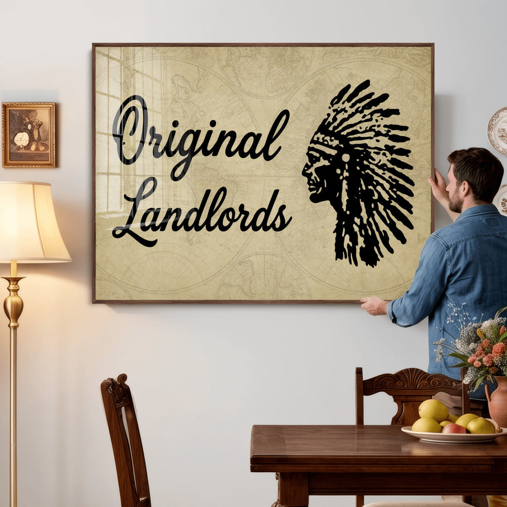 Original Landlords Wall Art Canvas Print, Native American Silhouette Artwork