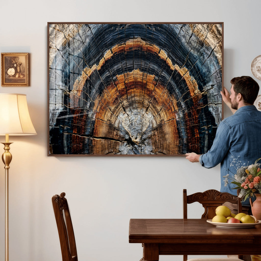 Abstract Wood Grain Canvas Print, Tree Ring Pattern Wall Art, Extra Large Living Room Wall Decor
