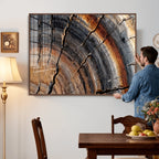 Abstract Tree Ring Wall Art Print, Natural Rustic Wood Grain Canvas
