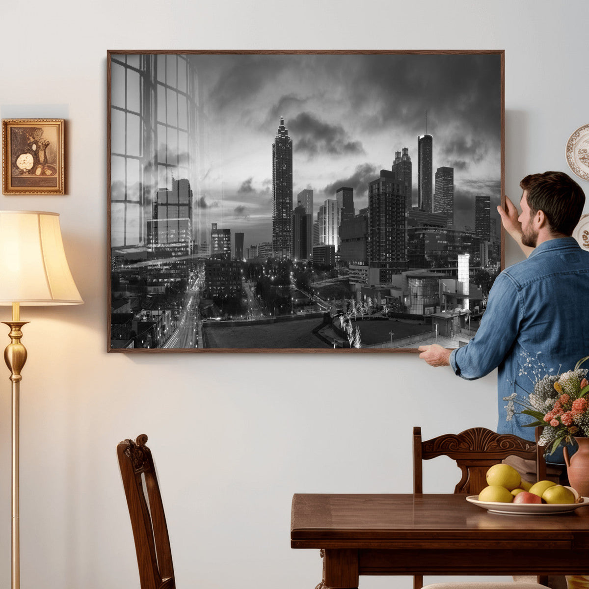 Atlanta Skyline Wall Art Canvas Print, Atlanta Downtown Night Cityscape