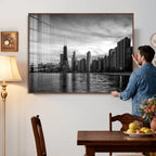 Chicago Wall Art Canvas Print, Chicago City Downtown Night Cityscape