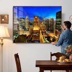 Chicago Wall Art Canvas Print - Chicago City Downtown Night Cityscape