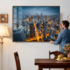 Chicago Wall Art Canvas Print - Chicago City Downtown Night Cityscape