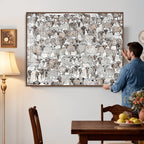 Abstract Texas Cow Wall Art Canvas Print, Farm Longhorn Art for Cabin Decor