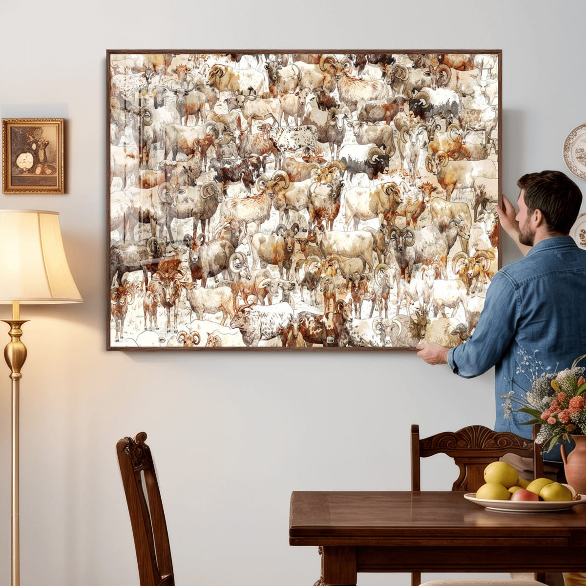 Farmhouse Bighorn Sheep Wall Art Canvas Print