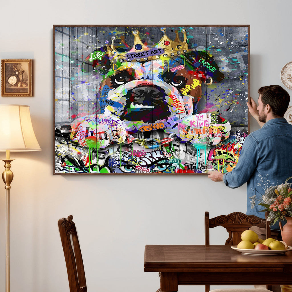 Graffiti Dog Wall Art Decor for Teen Bedroom | Abstract Graffiti Animal Canvas