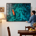 Turquoise Ocean Boat Wall Art Canvas Print