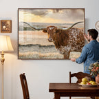 Texas Longhorn Wall Art Canvas Print, Western Ranch Bull Photography