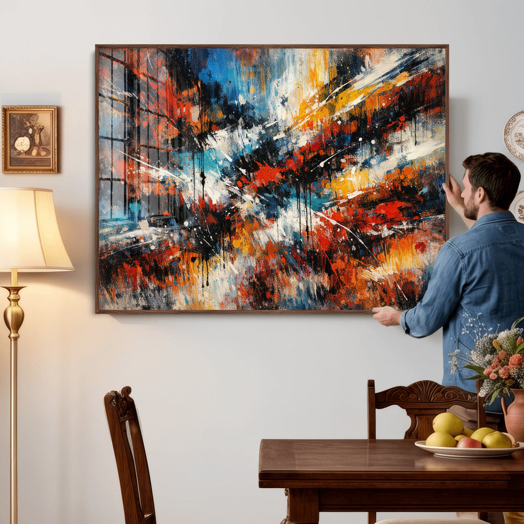 Lyrical Abstract Wall Art Canvas Print, Orange Blue Abstract