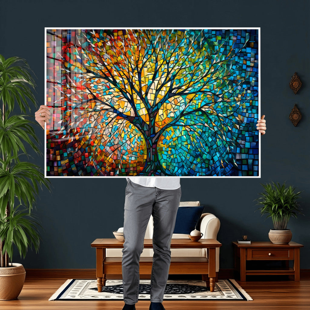 Yggdrasil Tree of Life Wall Art Print | Mosaic Style Canvas Wall Art
