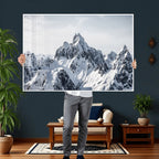 Snowy Mountain Range Canvas Print, Alpine Peaks Landscape Wall Art