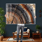 Abstract Tree Ring Wall Art Print, Natural Rustic Wood Grain Canvas