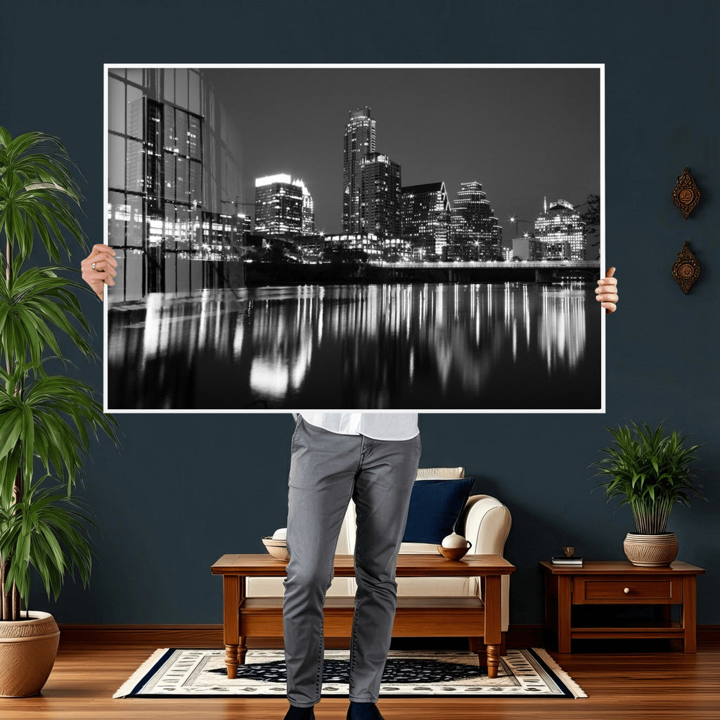 Austin Skyline Wall Art Canvas Print, Austin Downtown Night Cityscape