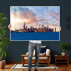 Chicago Wall Art Canvas Print - Chicago City Downtown Night Cityscape