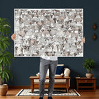 Abstract Texas Cow Wall Art Canvas Print, Farm Longhorn Art for Cabin Decor