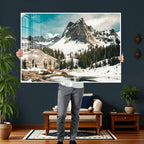 Snowy Mountain Wall Art Canvas Print, Alpine Pine Forest