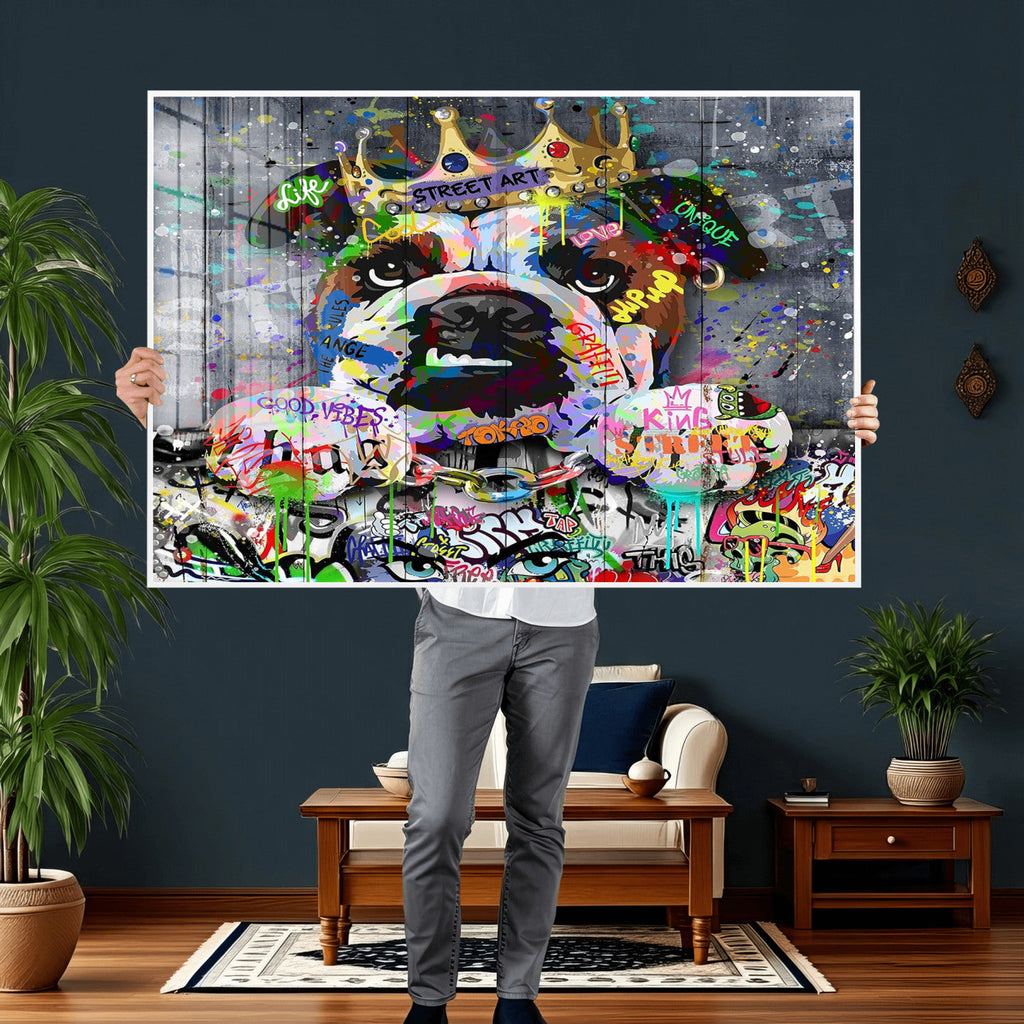 Graffiti Dog Wall Art Decor for Teen Bedroom | Abstract Graffiti Animal Canvas
