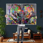 Graffiti Football Helmets Wall Art Canvas Print, Urban Street Art