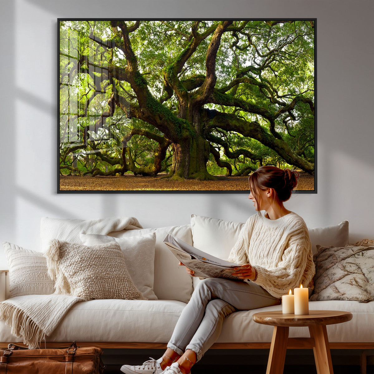Angel Oak Tree Wall Art Canvas Print | Forest Tree Nature Photography Print
