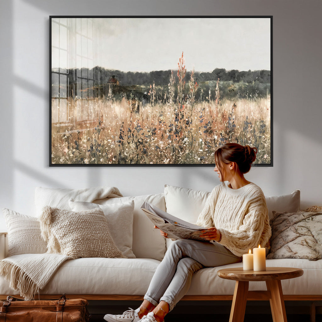 Rustic Field Landscape Wall Art Print, Giclee Canvas Wall Art